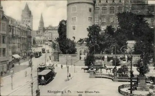 Ak Kaliningrad Königsberg Ostpreußen, Kaiser Wilhelm Platz, Straßenbahn