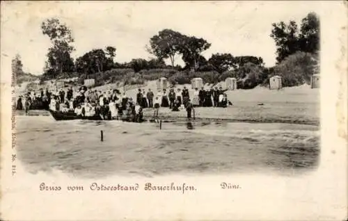 Ak Chłopy Bauerhufen Pommern, Dünen, Strandleben