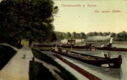 Ak Fürstenwalde an der Spree, Am neuen Hafen, Salondampfer