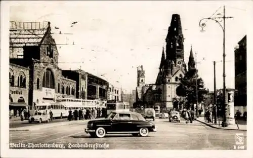 Ak Berlin Charlottenburg, Verkehr auf der Hardenbergstraße, Kirche