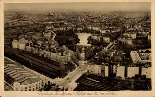 Ak Berlin Charlottenburg Westend, Funkturm, Bahnhof, Kaiserdamm