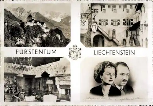 Ak Fürstentum Liechtenstein, Schloss Vaduz, Fürst Franz Josef II, Fürstin Cina