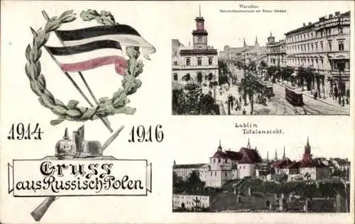 Ak Lublin Polen, 1914-1916, Gesamtansicht, Warschau