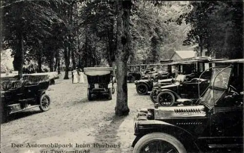 Ak Ostseebad Travemünde Lübeck, Automobilpark beim Kurhaus