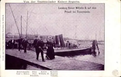 Ak Priwall Travemünde Lübeck, Kaiser-Regatta, Kaiser Wilhelm II., Reichskanzler Graf v. Bülow