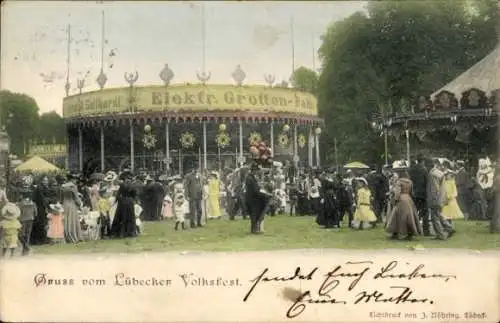 Ak Lübecker Volksfest, Elektrische Grottenbahn, Gotthardt