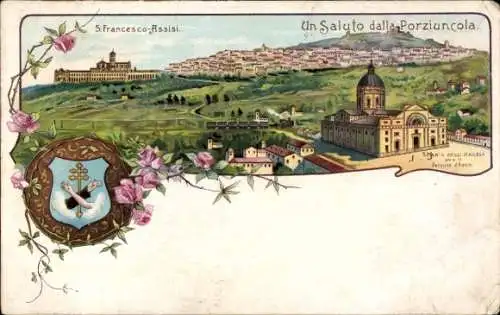 Litho Assisi Umbria, Santa Maria degli Angeli, S. Francesco, Porziuncola, Wappen