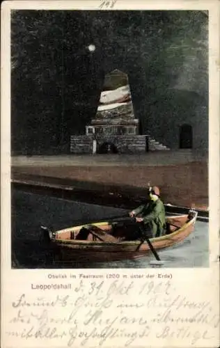 Ak Leopoldshall Staßfurt im Salzlandkreis, Obelisk, Festraum