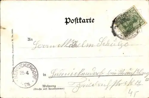 Litho Hansestadt Rostock, Neuer Markt, Marienkirche