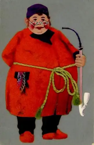 Material Ak Rauchender Mann in rotem Mantel, Pfeife