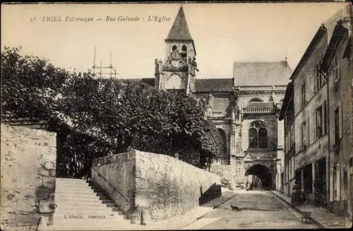 Ak Triel sur Seine Yvelines, Rue Grande, L´Église