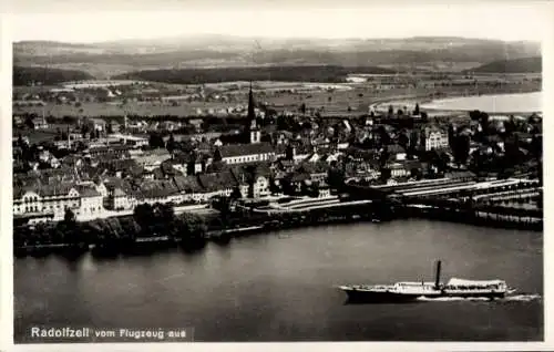 Ak Radolfzell am Bodensee, Fliegeraufnahme, Dampfer