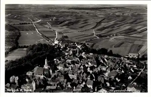 Ak Volkach am Main Unterfranken, Fliegeraufnahme