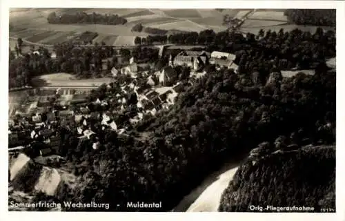 Ak Wechselburg Landkreis Mittelsachsen, Fliegeraufnahme vom Muldental