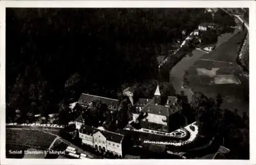 Ak Gernsbach im Murgtal Schwarzwald, Schloss Eberstein, Fliegeraufnahme