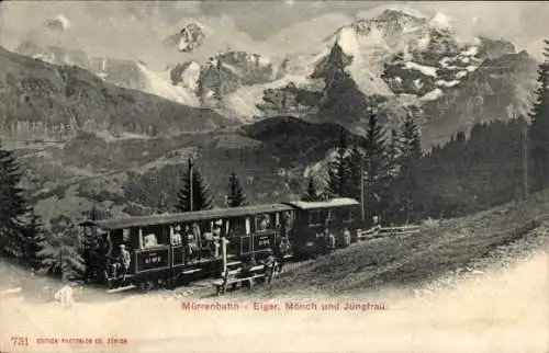 Ak Kanton Bern, Eiger, Mönch, Jungfrau, Mürrenbahn