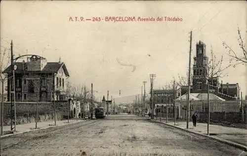 Ak Barcelona Katalonien Spanien, Avenida del Tibidabo