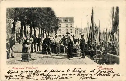 Ak Vlissingen Zeeland Niederlande, Fischer im Hafen