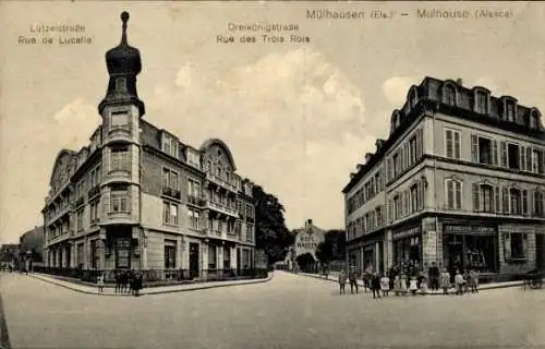 Ak Mulhouse Mülhausen Elsass Haut Rhin, Lützelstraße, Dreikönigsstraße