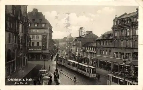 Ak Offenbach am Main Hessen, Am Markt, Straßenbahn-Linie 16