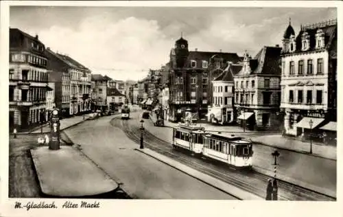 Ak Mönchengladbach in Nordrhein Westfalen, alter Markt, Kaisers, Straßenbahn Nr 3