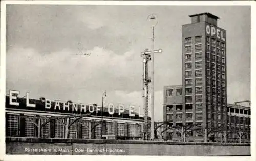 Ak Rüsselsheim am Main Hessen, Opel Bahnhof Hochbau