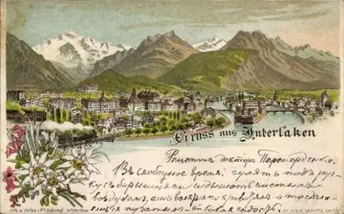 Litho Interlaken Kanton Bern Schweiz, Gesamtansicht