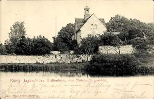 Ak Grillenburg Tharandt im Erzgebirge, Kgl. Jagdschloss Grillenburg vom Steinbruch aus