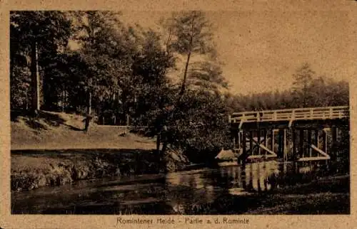 Ak Rominter Heide Ostpreußen, Romintepartie, Brücke