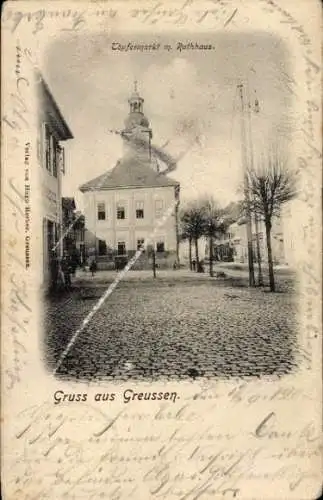 Ak Greußen in Thüringen, Töpfermarkt, Rathaus