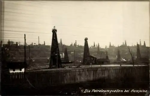 Foto Ak Câmpina Rumänien, Petroleumquellen, Ölbohrtürme