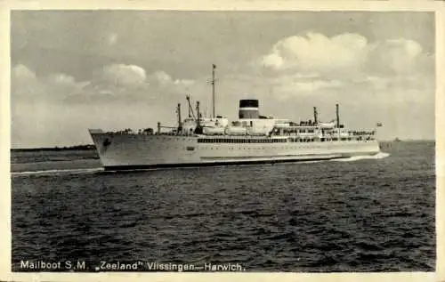 Ak Mailboot S.M. Zeeland, Vlissingen-Harwich