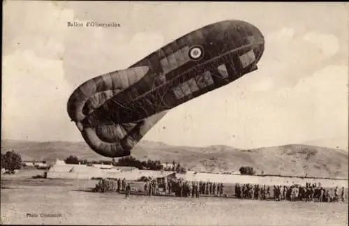 Ak Pool Malebo Stanley Pool DR Kongo Zaire, Ballon d'Observation, ein Fesselballon steigt auf.