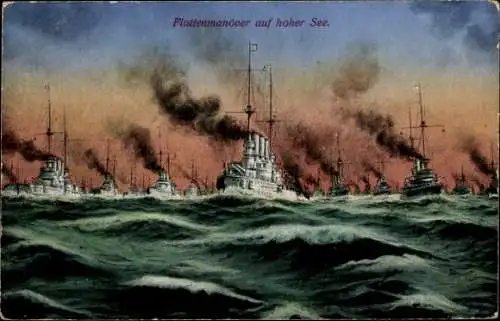 Ak Deutsche Kriegsschiffe, Flottenmanöver auf hoher See