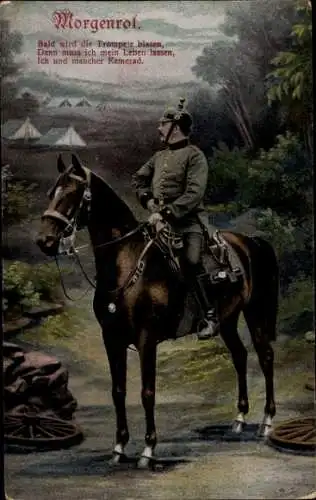 Ak Deutscher Soldat in Uniform, Reiter, Morgenrot