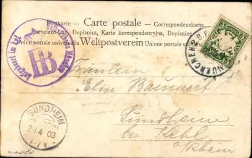 Litho München, Münchner Kindl mit Bierkrug und Radi