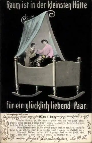 Gedicht Ak Raum ist in der kleinsten Hütte für ein glücklich liebend Paar, Wiege