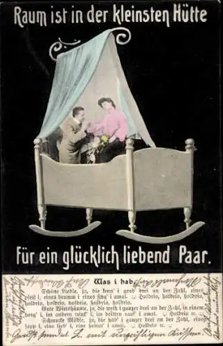 Gedicht Ak Raum ist in der kleinsten Hütte für ein glücklich liebend Paar, Wiege