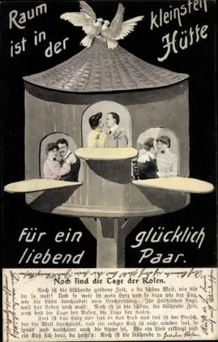 Gedicht Ak Raum ist in der kleinsten Hütte für ein glücklich liebend Paar, Vogelhaus