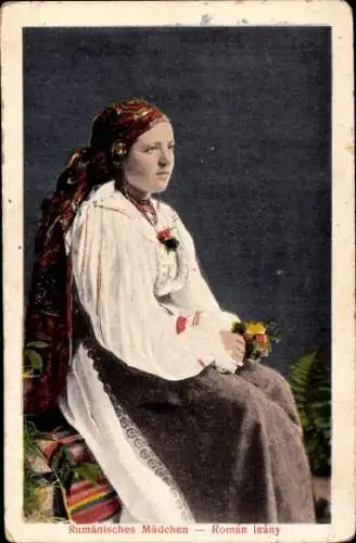 Ak Rumänisches Mädchen in Tracht, Portrait