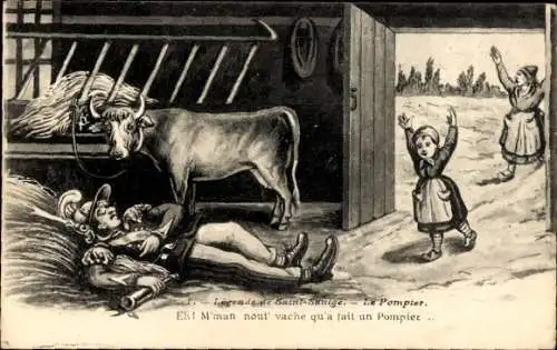 CPA Légende de Saint-Saulge, Le Pompier