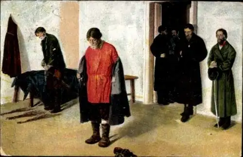 Künstler Ak Korovin, Russische Typen, Vorbereitung auf die Auspeitschung
