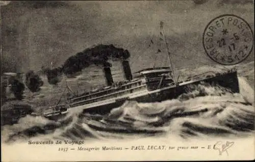 Ak Dampfer Paul Lecat, in schwerer See