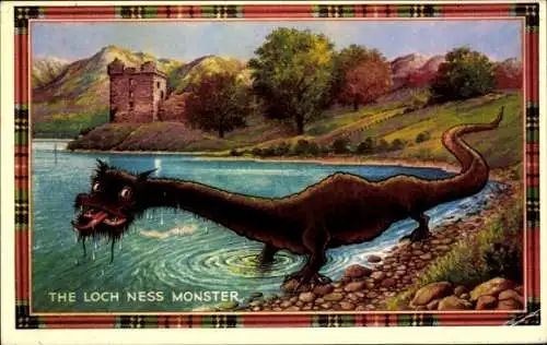 Ak Inverness Schottland, Loch Ness Monster, eine Burg, Berge und ein See