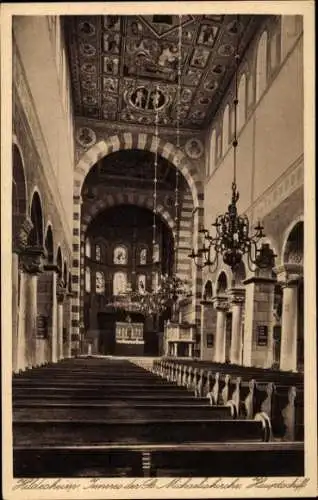 Ak Hildesheim in Niedersachsen, Innenraum der St. Michaelskirche Hauptschiff