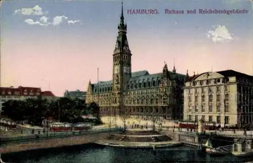 Ak Hamburg Mitte Altstadt, Rathaus, Reichsbankgebäude