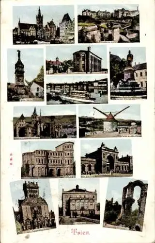 Ak Trier an der Mosel, Porta Nigra, Denkmal, Igeler Säule, Dom, Konstantinbasilika, Kaiserthermen