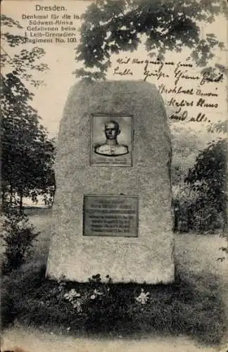 Ak Dresden Altstadt, Denkmal, in Südafrika Gefallene des 1. Leib-Grenadier-Regiment No. 100