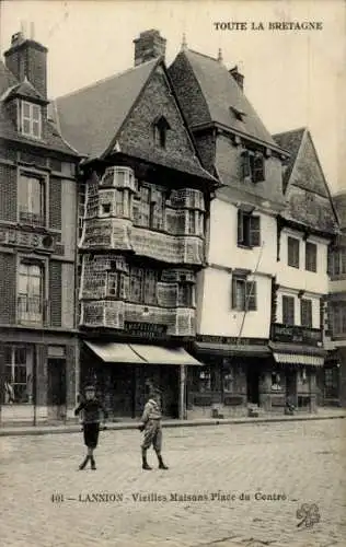 Ak Lannion Côtes d’Armor, Fachwerkhäuser in Lannion