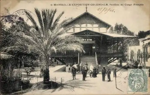 Ak Marseille Bouches du Rhône, Pavillon du Congo Francais